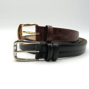 Villagio Belts Mens Sz 44 Lot Black Silver Tone Brown Gold Tone Genuine Leather